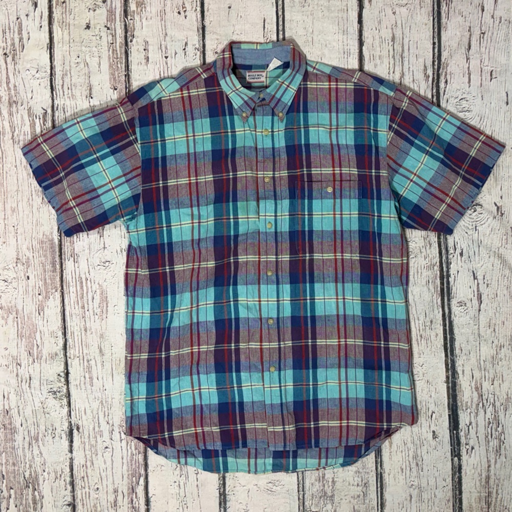 Vintage Bugle Boy Company Plaid 1990s Short Sleeve Button Down Shirt
